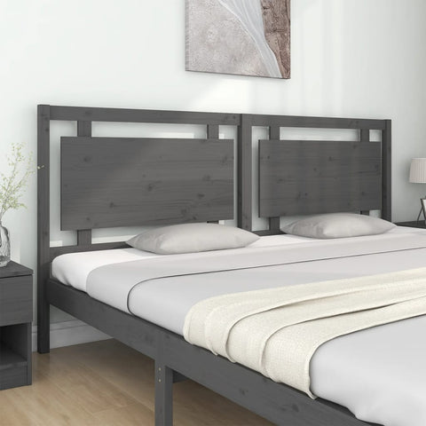vidaXL Bed Headboard Grey 205.5x4x100 cm Solid Pine Wood