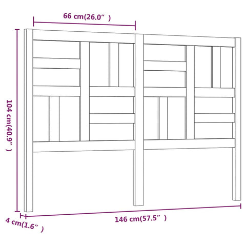vidaXL Bed Headboard 146x4x104 cm Solid Wood Pine