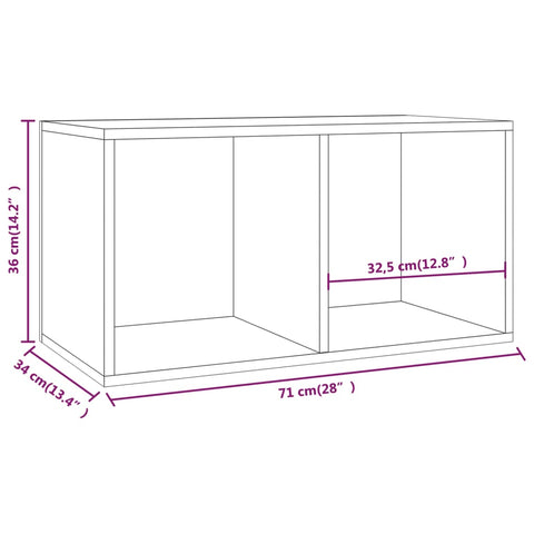vidaXL Vinyl Storage Box Smoked Oak 71x34x36 cm Engineered Wood