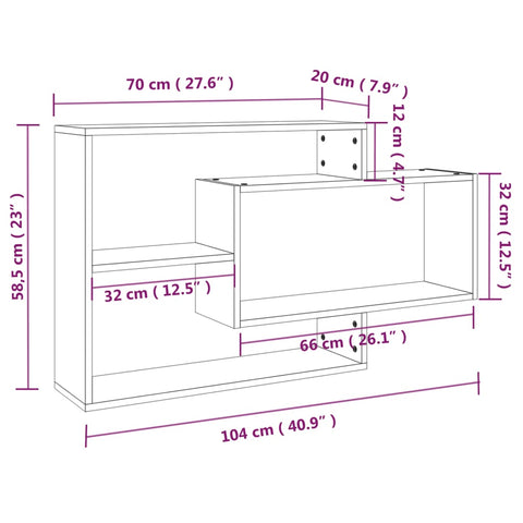 vidaXL Wall Shelf Smoked Oak 104x20x58.5 cm Engineered Wood