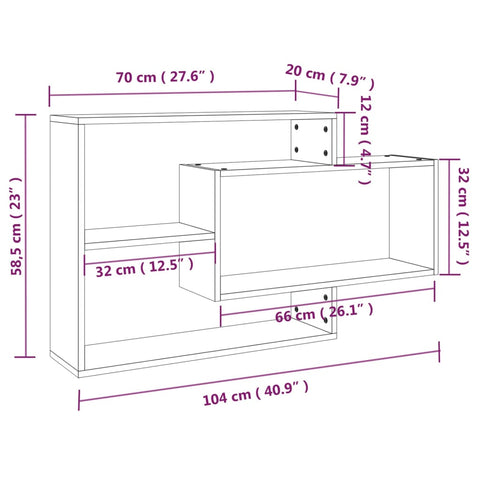 vidaXL Wall Shelf Brown Oak 104x20x58.5 cm Engineered Wood