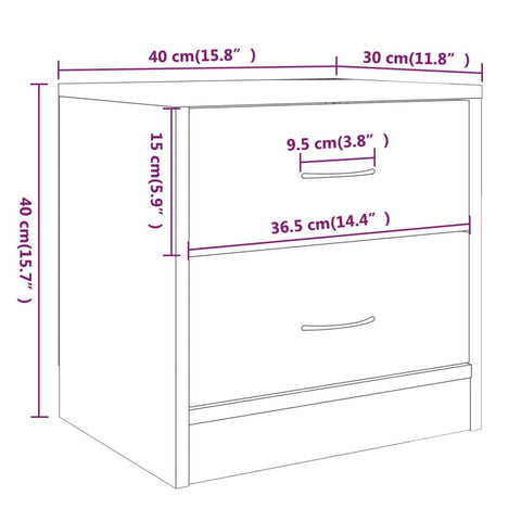 vidaXL Bedside Cabinet Brown Oak 40x30x40 cm Engineered Wood