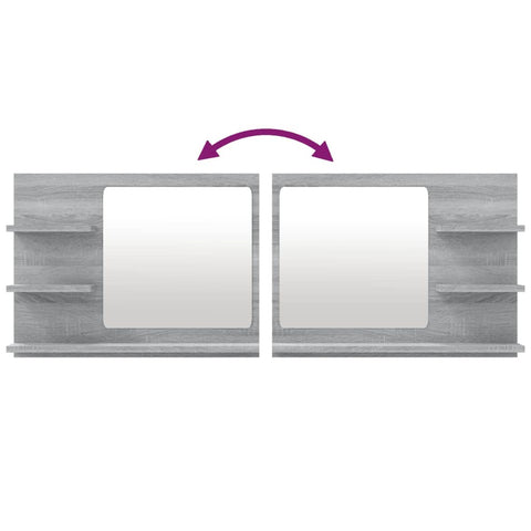vidaXL Bathroom Mirror Grey Sonoma 60x10.5x45 cm Engineered Wood