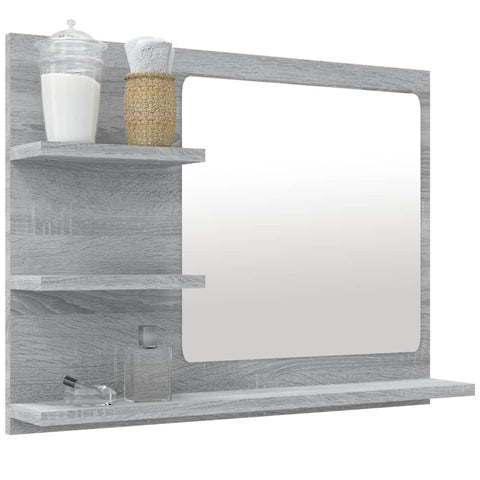vidaXL Bathroom Mirror Grey Sonoma 60x10.5x45 cm Engineered Wood
