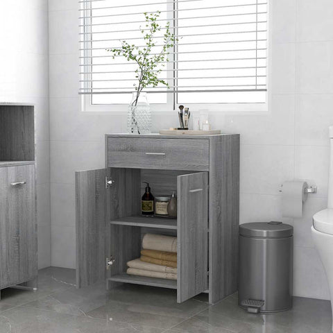 vidaXL Bathroom Cabinet Grey Sonoma 60x33x80 cm Engineered Wood
