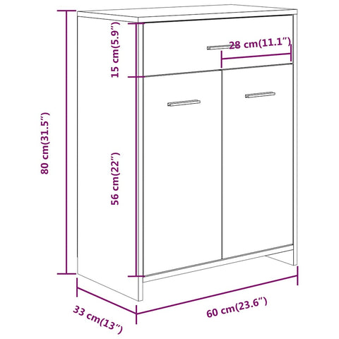 vidaXL Bathroom Cabinet Grey Sonoma 60x33x80 cm Engineered Wood