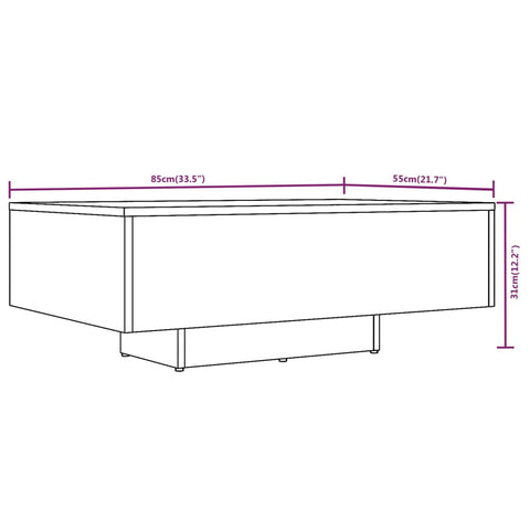 vidaXL Coffee Table Smoked Oak 85x55x31 cm Engineered Wood