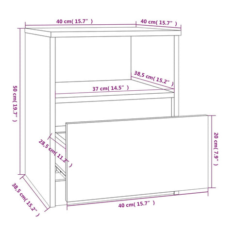 vidaXL Bedside Cabinet Grey Sonoma 40x40x50 cm Engineered Wood