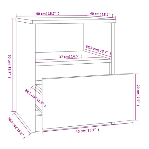 vidaXL Bedside Cabinets 2 pcs Grey Sonoma 40x40x50 cm Engineered Wood