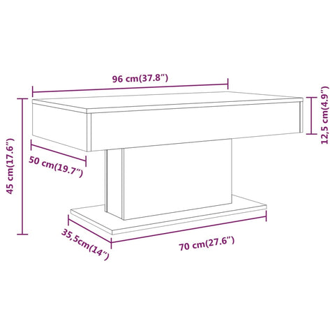 vidaXL Coffee Table Grey Sonoma 96x50x45 cm Engineered Wood