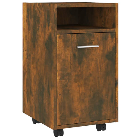 vidaXL Side Cabinet with Wheels Smoked Oak 33x38x60 cm Engineered Wood