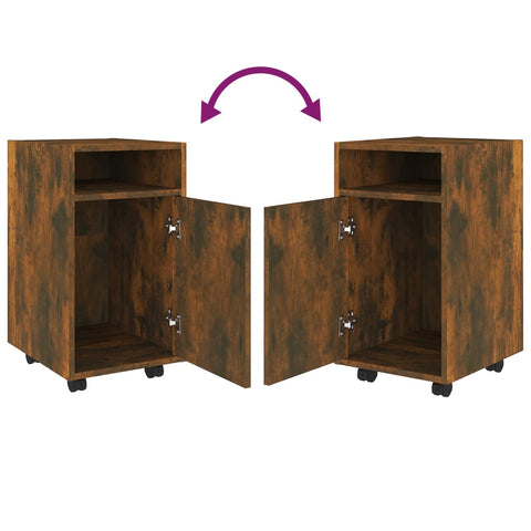 vidaXL Side Cabinet with Wheels Smoked Oak 33x38x60 cm Engineered Wood