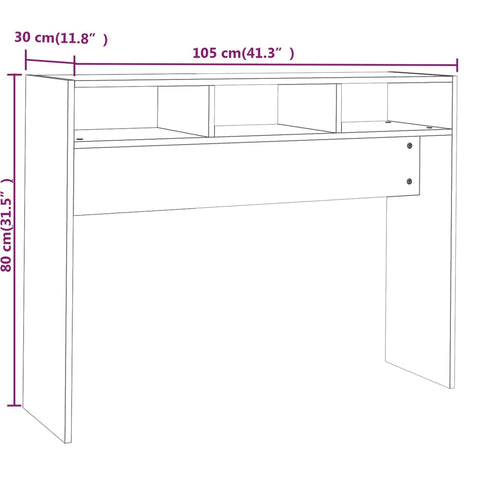 vidaXL Console Table Smoked Oak 105x30x80 cm Engineered Wood