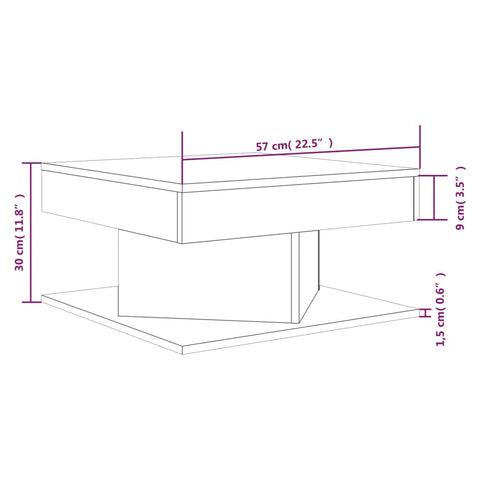 vidaXL Coffee Table Smoked Oak 57x57x30 cm Engineered Wood