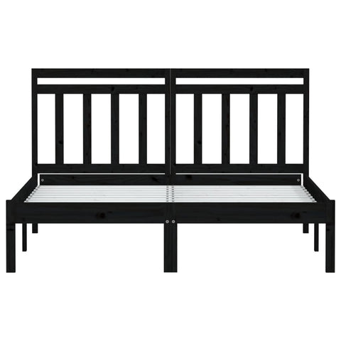 3100573 vidaXL Bed Frame without Mattress Black Solid Wood 140x190 cm (810001+814098)