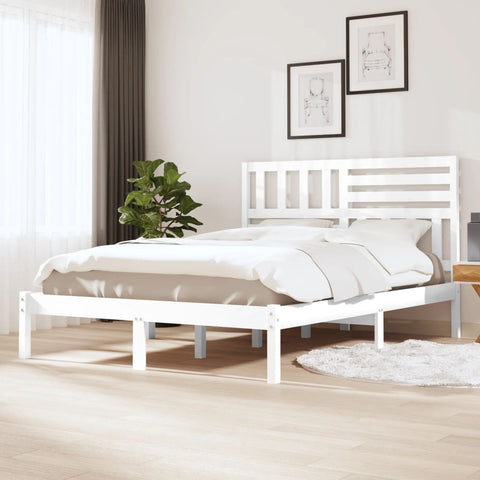 vidaXL Bed Frame without Mattress White 120x190 cm Small Double  Solid Wood Pine