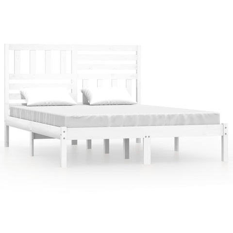 vidaXL Bed Frame without Mattress White Solid Wood Pine 140x190 cm