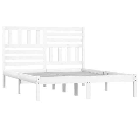 vidaXL Bed Frame without Mattress White Solid Wood Pine 140x190 cm