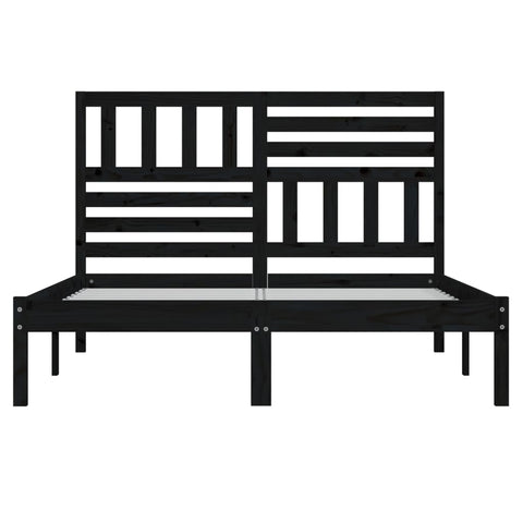vidaXL Bed Frame without Mattress Black 150x200 cm King Size  Solid Wood Pine