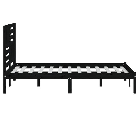 vidaXL Bed Frame without Mattress Black 150x200 cm King Size  Solid Wood Pine