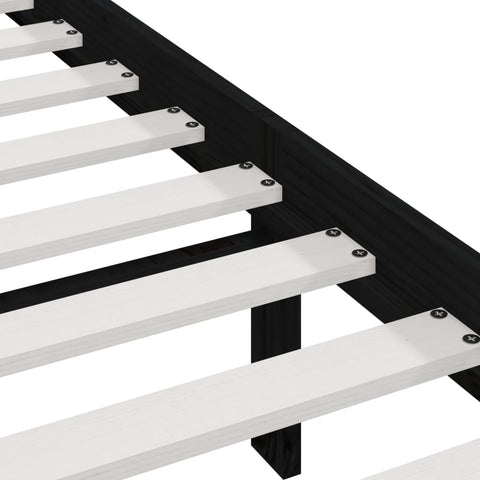 vidaXL Bed Frame without Mattress Black 150x200 cm King Size  Solid Wood Pine