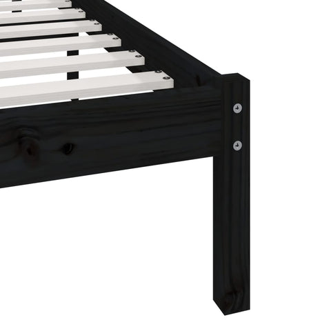 vidaXL Bed Frame without Mattress Black 150x200 cm King Size  Solid Wood Pine