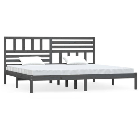 vidaXL Bed Frame without Mattress Grey Solid Wood Pine 200x200 cm
