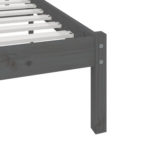 vidaXL Bed Frame without Mattress Grey Solid Wood Pine 200x200 cm