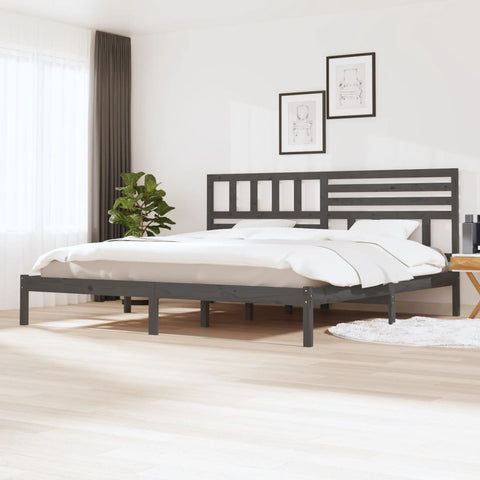 vidaXL Bed Frame without Mattress Grey Solid Wood Pine 200x200 cm