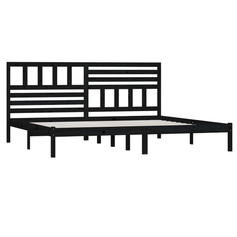 vidaXL Bed Frame without Mattress Black Solid Wood Pine 200x200 cm
