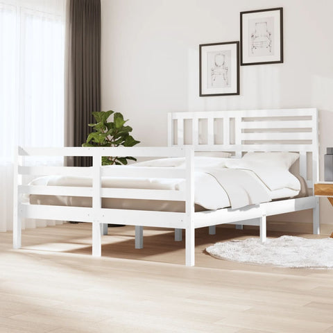 vidaXL Bed Frame without Mattress White Solid Wood 120x200 cm