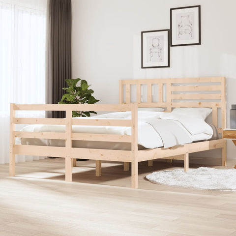 vidaXL Bed Frame without Mattress 150x200 cm King Size King Size Solid Wood
