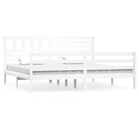 vidaXL Bed Frame without Mattress White 180x200 cm Super King  Solid Wood