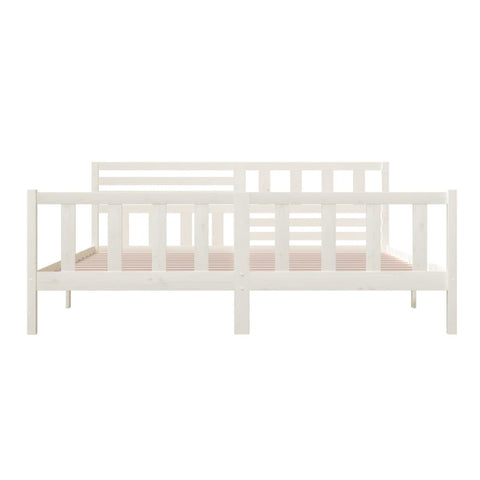 3101174 vidaXL Bed Frame without Mattress White Solid Wood 200x200 cm (810103+814165)