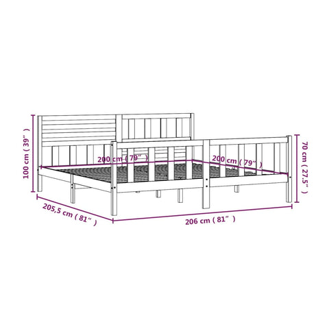 3101174 vidaXL Bed Frame without Mattress White Solid Wood 200x200 cm (810103+814165)