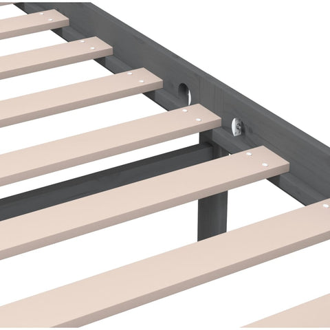 3101175 vidaXL Bed Frame without Mattress Grey Solid Wood 200x200 cm (810104+814166)