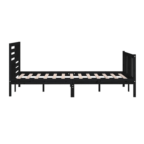 3101177 vidaXL Bed Frame without Mattress Black Solid Wood 200x200 cm (810106+814168)