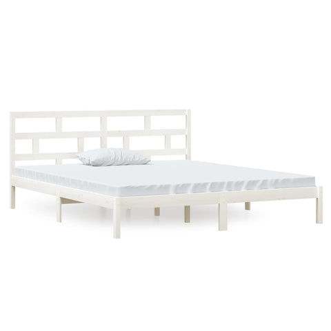 vidaXL Bed Frame without Mattress White Double Solid Wood