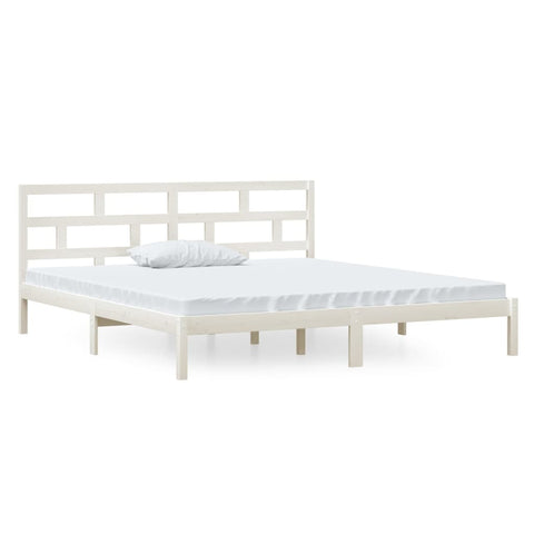 3101199 vidaXL Bed Frame without Mattress White Solid Wood 140x190 cm (809998+814195)