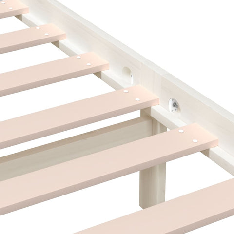 3101199 vidaXL Bed Frame without Mattress White Solid Wood 140x190 cm (809998+814195)