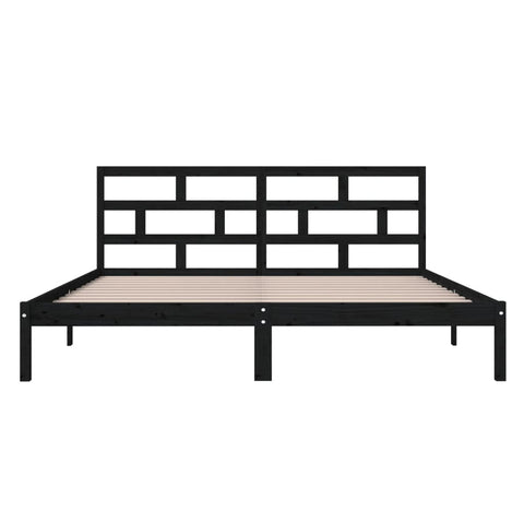 3101202 vidaXL Bed Frame without Mattress Black Solid Wood 140x190 cm (810001+814198)