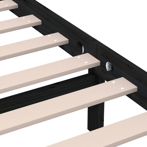 3101202 vidaXL Bed Frame without Mattress Black Solid Wood 140x190 cm (810001+814198)