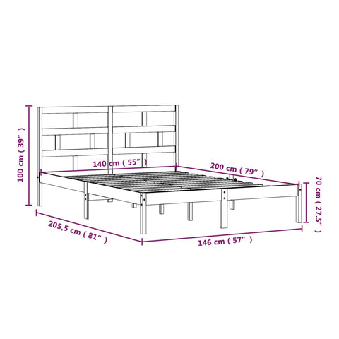 3101219 vidaXL Bed Frame without Mattress White Solid Wood 140x200 cm (810018+814195)
