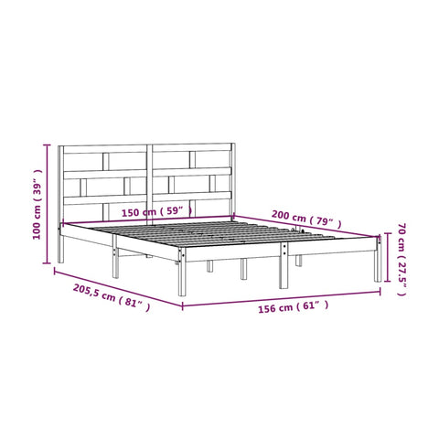 vidaXL Bed Frame without Mattress White King Size Solid Wood