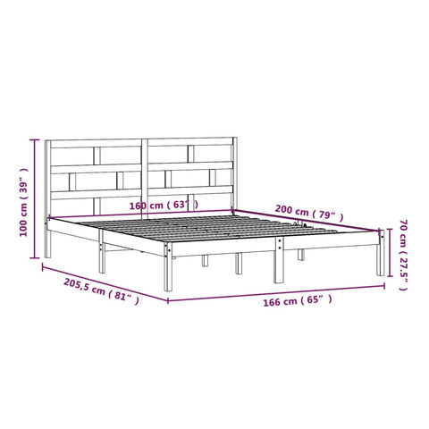 3101229 vidaXL Bed Frame without Mattress White Solid Wood 160x200 cm (810028+814205)