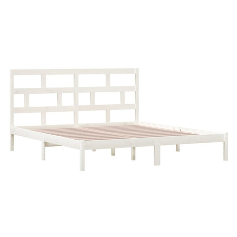vidaXL Bed Frame without Mattress White Super King Solid Wood