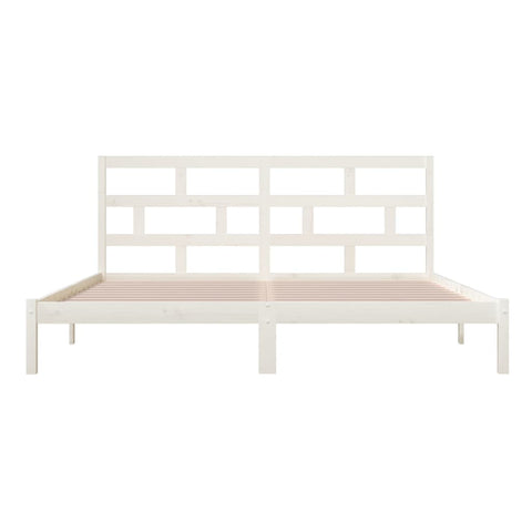 3101239 vidaXL Bed Frame without Mattress White Solid Wood Pine 200x200 cm (810038+814215)