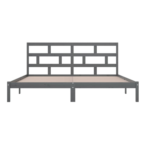 3101240 vidaXL Bed Frame without Mattress Grey Solid Wood Pine 200x200 cm (810039+814216)