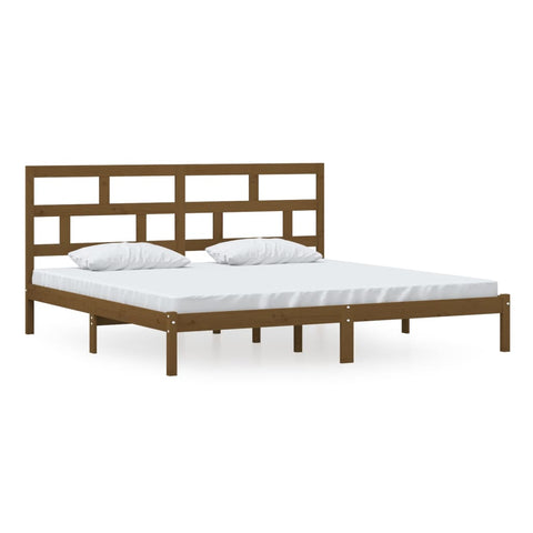 3101241 vidaXL Bed Frame without Mattress Honey Brown Solid Wood Pine 200x200 cm (810040+814217)