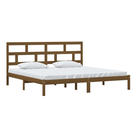 3101241 vidaXL Bed Frame without Mattress Honey Brown Solid Wood Pine 200x200 cm (810040+814217)